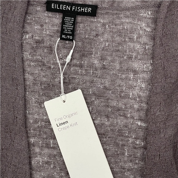 Eileen Fisher Fine Organic Linen Short Cardigan Crepe Knit Luna Purple XL $188 - Picture 7 of 10